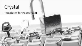  Presentation with computer keyboard and mouse - Cool new presentation design with intrusion prevention - computer keyboard secured with chain backdrop and a  colored foreground