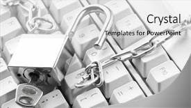  Presentation with padlock - Presentation theme consisting of intrusion prevention - computer keyboard secured with chain background and a  colored foreground