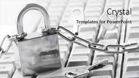  Presentation with padlock - Theme featuring intrusion prevention - computer keyboard secured with chain background and a  colored foreground