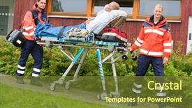  Presentation with intubation - Presentation having intubation - paramedics with patient on emergency background and a tawny brown colored foreground