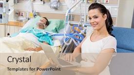  Presentation with intubation - Colorful PPT layouts enhanced with intubation - portrait of beautiful woman backdrop and a soft green colored foreground