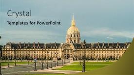  Presentation with paris france - Theme enhanced with invalides museum in the city of paris in france background and a light blue colored foreground