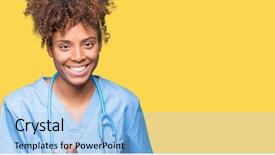  Presentation with children doctor african - Beautiful presentation design featuring invatition - young african american doctor woman backdrop and a light blue colored foreground