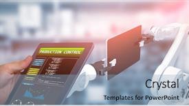  Presentation with tablet - PPT theme having invention clock - man using tablet pc background and a  colored foreground