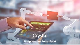  Presentation with tablet - Cool new theme with invention clock - man using tablet pc backdrop and a ocean colored foreground