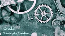  Presentation with invention - Cool new PPT theme with invention clock - old time mechanism in grunge backdrop and a ocean colored foreground