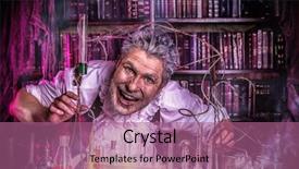  Presentation with old man and music - Presentation design having inventors - crazy old man medieval scientist background and a  colored foreground