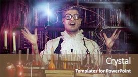  Presentation with old man - Slide deck consisting of inventors - crazy old man medieval scientist background and a coral colored foreground