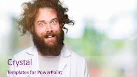  Presentation with long hair - PPT theme having inventors - crazy scientist with funny long background and a mint green colored foreground