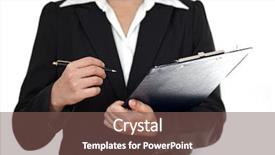  Presentation with pen - Slides having inventory control - businesswoman with clipboard and pen background and a violet colored foreground