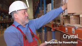  Presentation with scanner - Presentation theme enhanced with inventory control - older a worker with scanner background and a tawny brown colored foreground