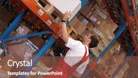  Presentation with inventory - Presentation consisting of inventory control - worker in a factory keeping background and a tawny brown colored foreground