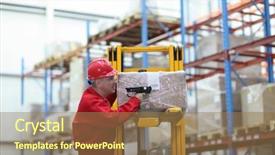  Presentation with inventory - Amazing PPT layouts having inventory control - worker with bar code reader backdrop and a coral colored foreground