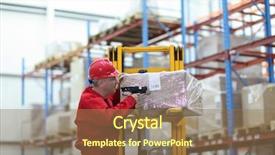  Presentation with inventory - Theme consisting of inventory control - worker with bar code reader background and a coral colored foreground