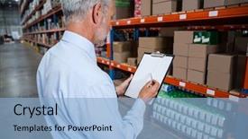  Presentation with hands holding be brave word - Slides enhanced with inventory management - worker holding clibpoard background and a  colored foreground