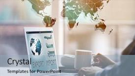  Presentation with import export - Cool new slides with inventory management work plan - logistics concept man with laptop backdrop and a light blue colored foreground