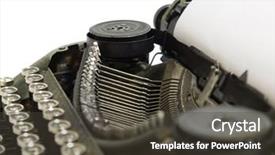  Presentation with last - Amazing presentation design having inventory system - typewriter that has been used backdrop and a dark gray colored foreground