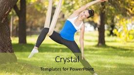  Presentation with gravity - Slides enhanced with inversion - anti-gravity yoga woman doing yoga background and a yellow colored foreground