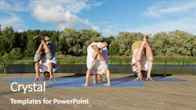  Presentation with group fitness - PPT layouts having inversion - yoga fitness sport and healthy background and a coral colored foreground