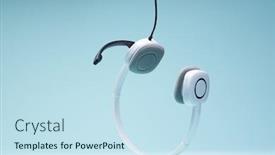  Presentation with clear - Cool new presentation theme with inverted-headphones-with-microphone-isolated backdrop and a sky blue colored foreground