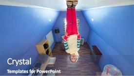  Presentation with naughty girl is standing - Audience pleasing slide set consisting of inverter - little girl in jeans stands backdrop and a ocean colored foreground