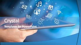  Presentation with multimedia - Presentation design with invest calendar - hand holding tablet with drawn background and a teal colored foreground