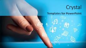  Presentation with multimedia - PPT theme with invest calendar - hand holding tablet with drawn background and a cyan colored foreground