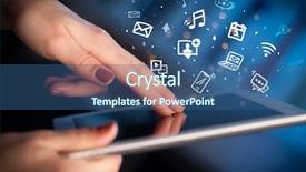  Presentation with multimedia - Cool new slide set with invest calendar - hand holding tablet with drawn backdrop and a ocean colored foreground