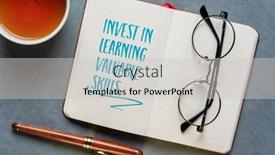  Presentation with writing skills - Presentation theme with invest-in-learning-valuable-skills background and a light gray colored foreground