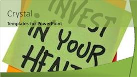  Presentation with health wellbeing - Beautiful theme featuring invest in your health advice or reminder - handwriting on an isolated sticky note wellbeing concept backdrop and a yellow colored foreground