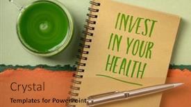  Presentation with invest - Audience pleasing presentation theme consisting of invest-in-your-health-motivational backdrop and a gold colored foreground