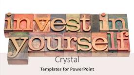  Presentation with self development - Presentation design with invest-in-yourself-isolated-word background and a soft green colored foreground