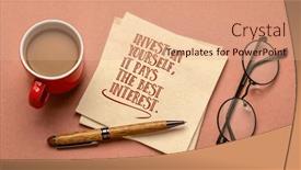  Presentation with invest - PPT theme having invest-in-yourself-it-pays background and a coral colored foreground