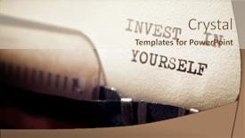  Presentation with invest - Amazing slide deck having invest-in-yourself-phrase-written backdrop and a cream colored foreground