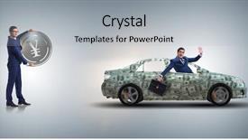  Presentation with car - Theme consisting of invest japan - concept of car purchase background and a light gray colored foreground