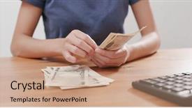  Presentation with japanese write - PPT layouts with invest japan - counting japanese banknotes background and a coral colored foreground