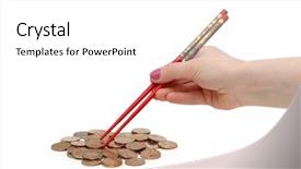  Presentation with chopsticks - Slide deck enhanced with invest japan - hand with red chopsticks eating background and a white colored foreground