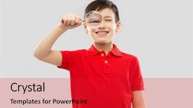  Presentation with looking glass - Beautiful slide set featuring investigation discovery and vision concept backdrop and a red colored foreground