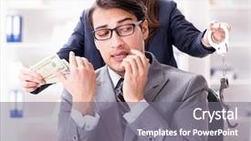  Presentation with bribe - Slides having money evidence - businessmanbeing offered bribe for breaking background and a  colored foreground