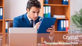  Presentation with young students working in groups - Audience pleasing theme consisting of career investigation - young handsome businessman working backdrop and a  colored foreground