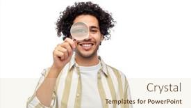  Presentation with looking glass - Slide set featuring investigation-discovery-and-vision-concept background and a lemonade colored foreground