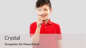  Presentation with looking glass - Presentation featuring investigation discovery and vision concept background and a lemonade colored foreground