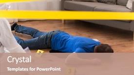  Presentation with crime scene tape - Audience pleasing PPT theme consisting of investigation and forensic examination concept backdrop and a coral colored foreground