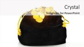  Presentation with black gold - Beautiful PPT layouts featuring investing edge - bag of money black bag backdrop and a white colored foreground