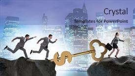  Presentation with prosperity - Presentation design with investing edge - concept of key to financial background and a light blue colored foreground