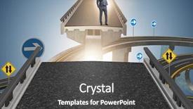  Presentation with uncertainty - Slide set consisting of investing edge - young businessman in uncertainty concept background and a  colored foreground