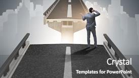  Presentation with uncertainty - Cool new PPT theme with investing edge - young businessman in uncertainty concept backdrop and a  colored foreground