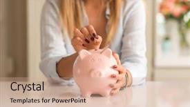  Presentation with investing - Slide set featuring investing in to a piggy background and a coral colored foreground