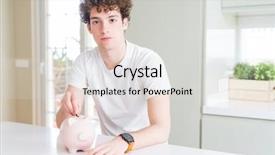  Presentation with investing - Amazing slide set having investing money using piggy bank backdrop and a light gray colored foreground