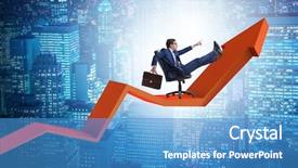  Presentation with economic - Presentation theme enhanced with investissement direct l etranger - businessman in economic growth concept background and a teal colored foreground